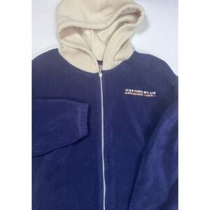 Oxford Blue Logo Fleece Full Zip Hoodie Navy Blue Size L / XL See Measurements